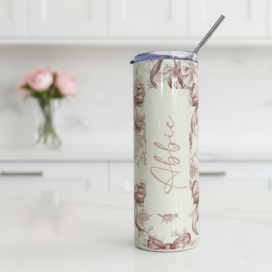 Floral Bow and Roses2 Named Tumbler