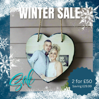 Gloss Heart Hanging Slate (19cm)