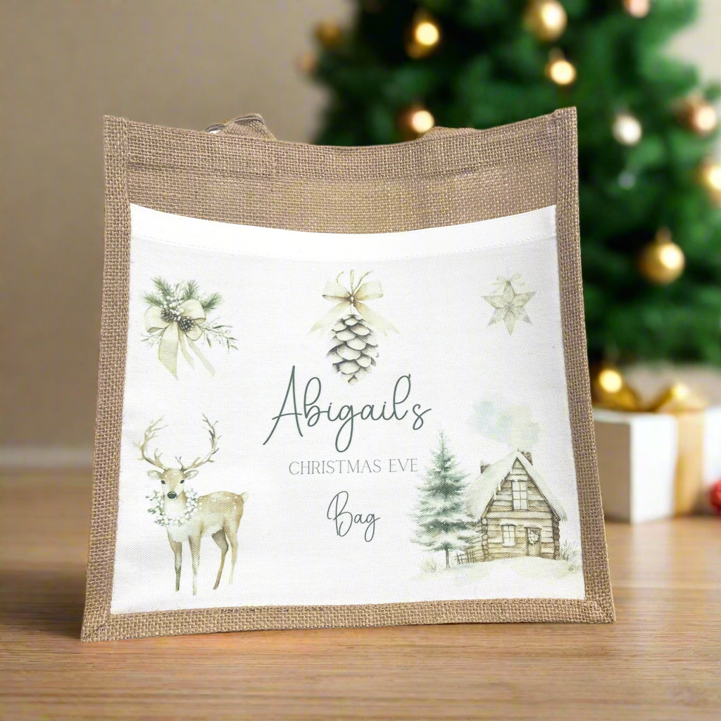 Pre order: Christmas Eve Tote Bag - Neutral Christmas Deer