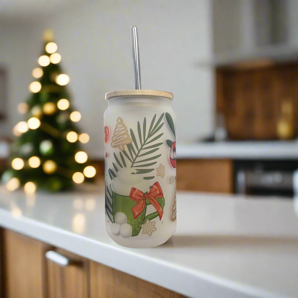 Gingerbread Glass Can 18oz Tumbler