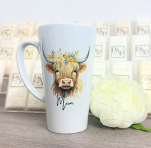 New Latte Ceramic Mug 17oz inc Box Highland Cow Design