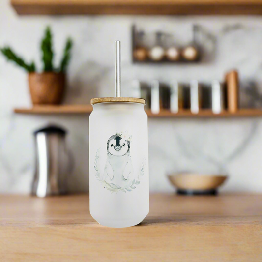 Penguin Glass Can 18oz Tumbler