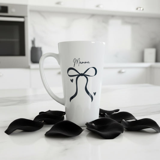 Latte Mug Delicate Black Bow with hearts