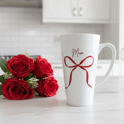 Latte Mug Delicate Red Bow