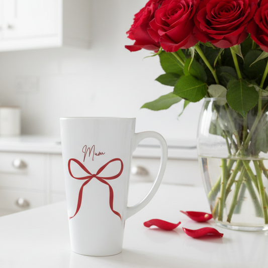 Latte Mug Delicate Red Bow
