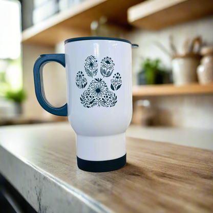 Travel Mug 14oz Paw Print Design
