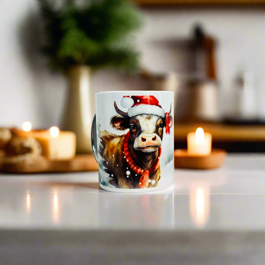 Christmas Dark Brown Cow Mug