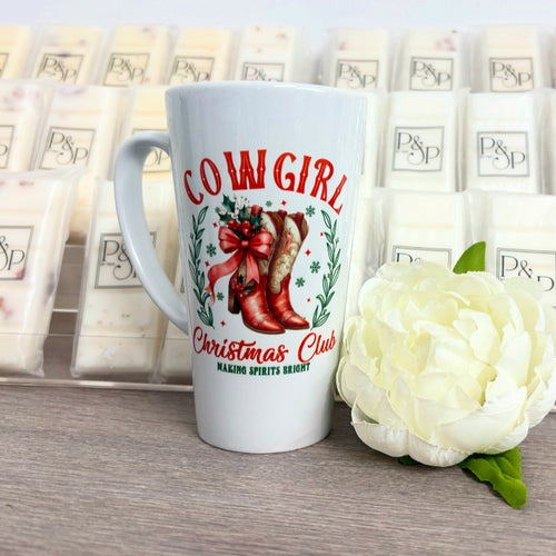 New Latte Ceramic Mug 17oz inc Box Cowgirl Christmas Club