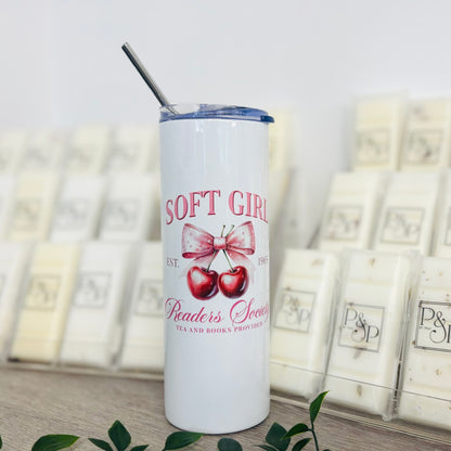 White Tumbler with Fruits With Bows