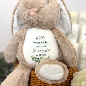 Floppy Rabbit Plush Teddy -“Handpicked for Earth” with flowers