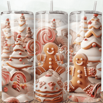 Sugar Gingerbread Village Christmas Skinny Tumbler 600ml