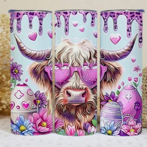 Highland Cow Easter Purple Tumbler