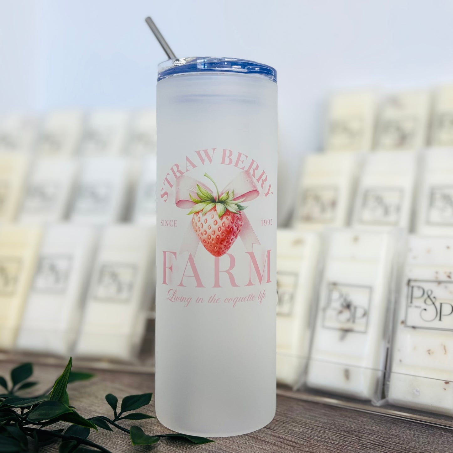 Frosted Tall Glass Tumbler Vintage 25oz Tumble