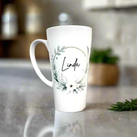 New Latte Ceramic Mug 17oz Spring Wreath inc Box