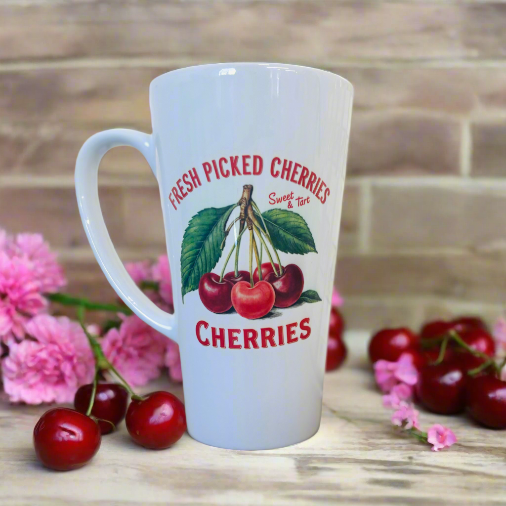 Fresh Picked Cherries Fruit 17oz Latte Mug