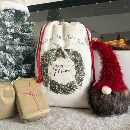 Santa sack Wreath and Bow