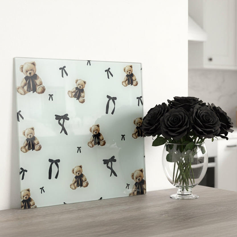 Teddy Bear Black Bow Chopping Board 30cm