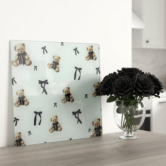 Teddy Bear Black Bow Chopping Board 30cm