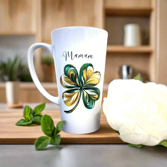 Latte Ceramic Mug 17oz St Patricks Day Clover