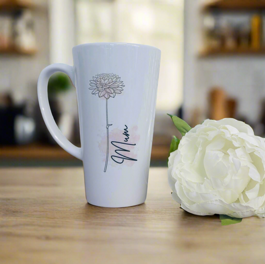 New Latte Ceramic Mug 17oz Tall Flower inc Box