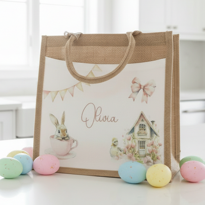 Easter Rabbit in Teacup Design Tote Bag