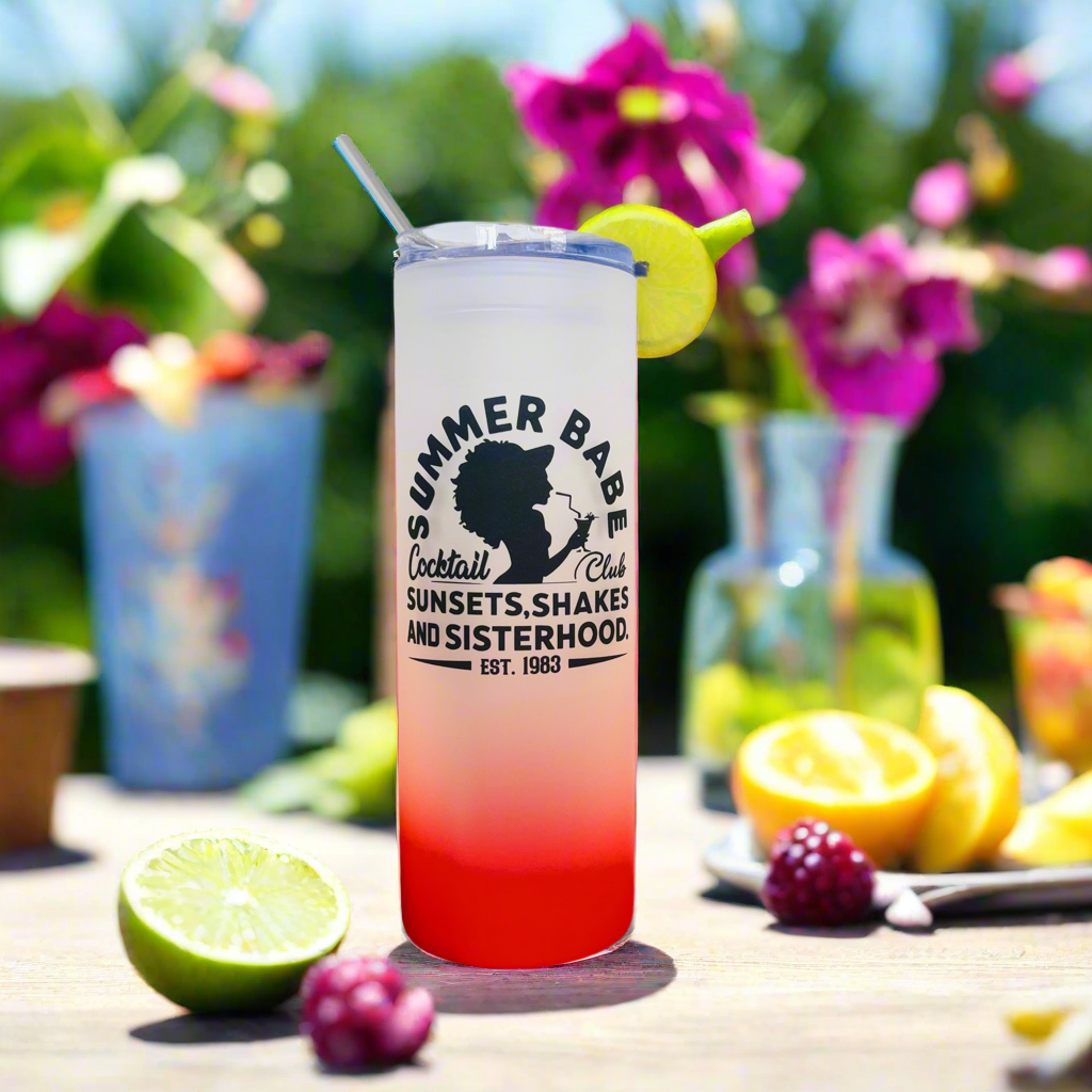 Cocktail Tall Neon Skinny Glass Tumbler 25oz