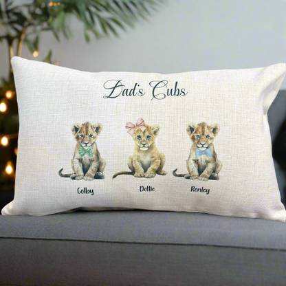 Daddy/Dad/Grandads Lion Cubs Filled Cushion