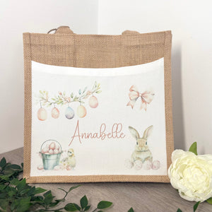 Easter White Brown Rabbit/Duck Design Tote Bag