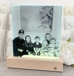 Glass Photo Pannel with LED light Base 17x15cm