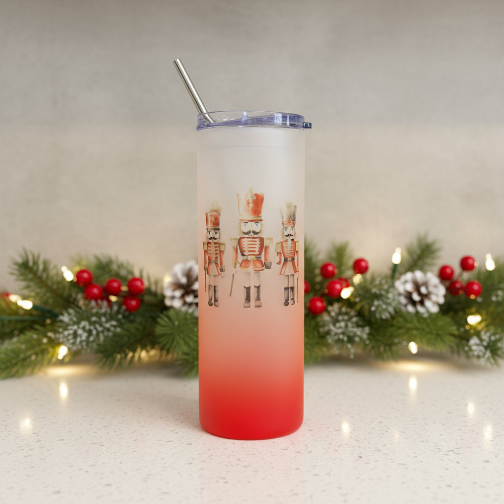 Nutcracker Red Skinny Glass Tumbler 25oz