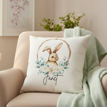 Bunny in Basket Wreath Cushion 45x45cm
