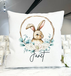 Bunny in Basket Wreath Cushion 45x45cm