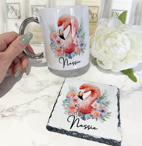 Flamingo Mug and Coaster Set