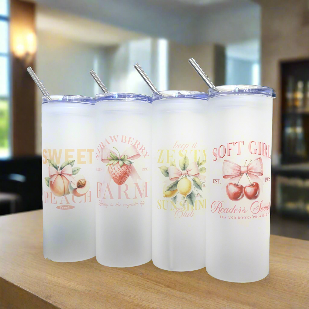 Frosted Tall Glass Tumbler Vintage 25oz Tumble