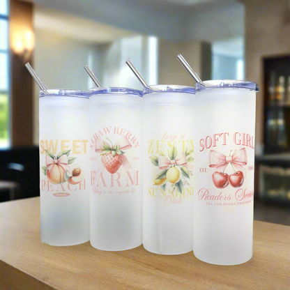 Frosted Tall Glass Tumbler Vintage 25oz Tumble