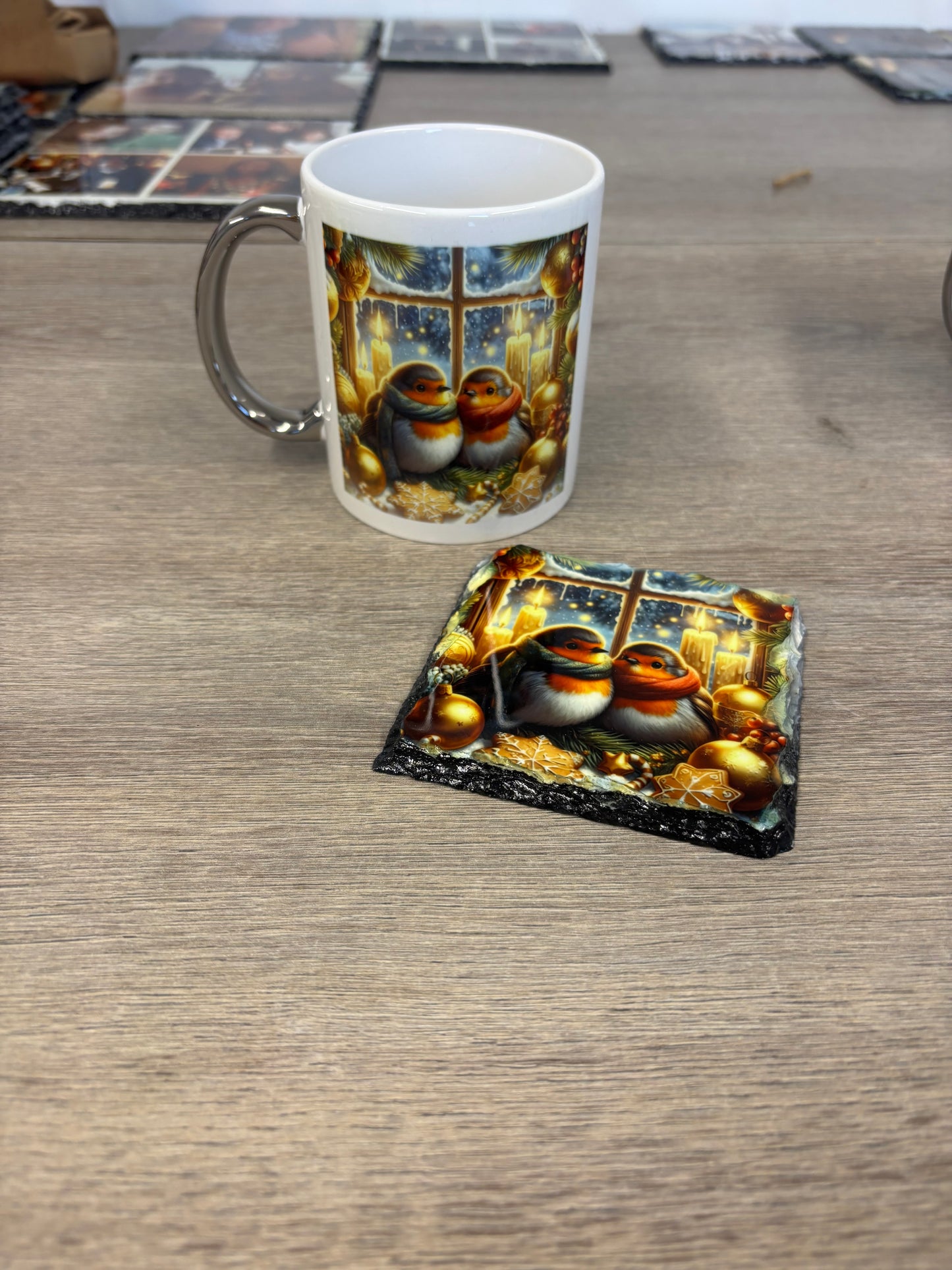 Christmas Robin Mug and Coaster Set