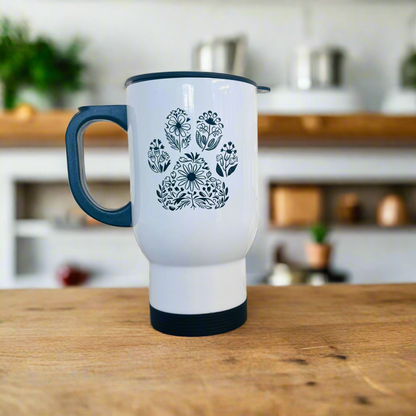 Travel Mug 14oz Paw Print Design