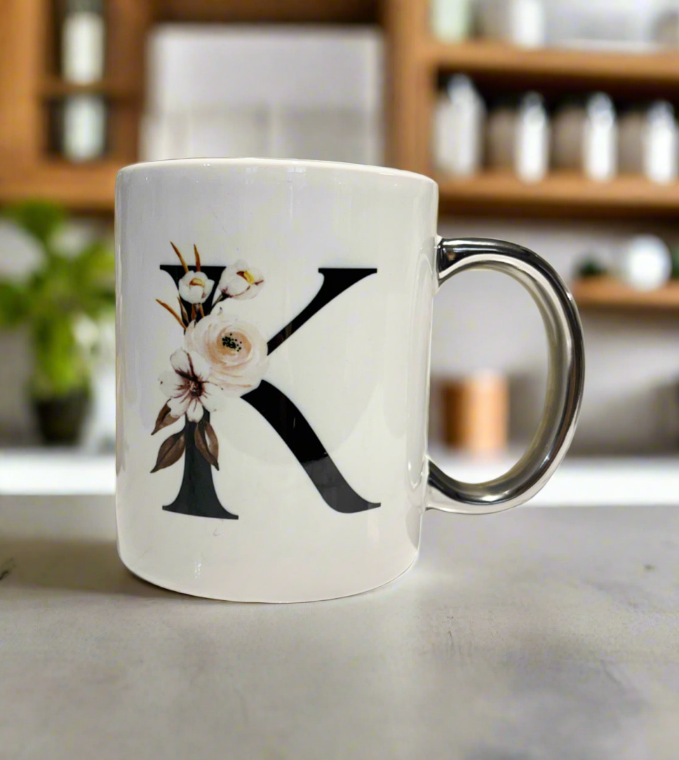 “Initial” Silver handle Mug