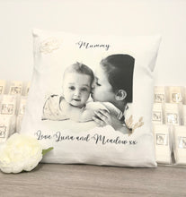 Photo and Text with Rose Cushion 40cm