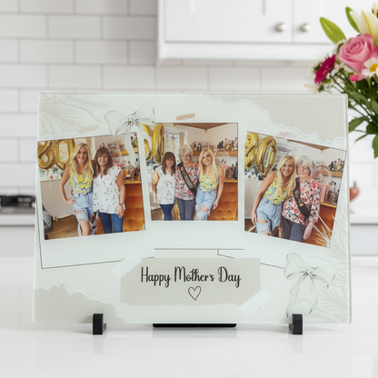 3 Photo Chopping Board with bows and flowers