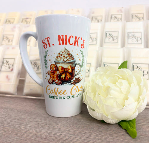 New Latte Ceramic Mug 17oz inc Box St. Nicks Coffee Club