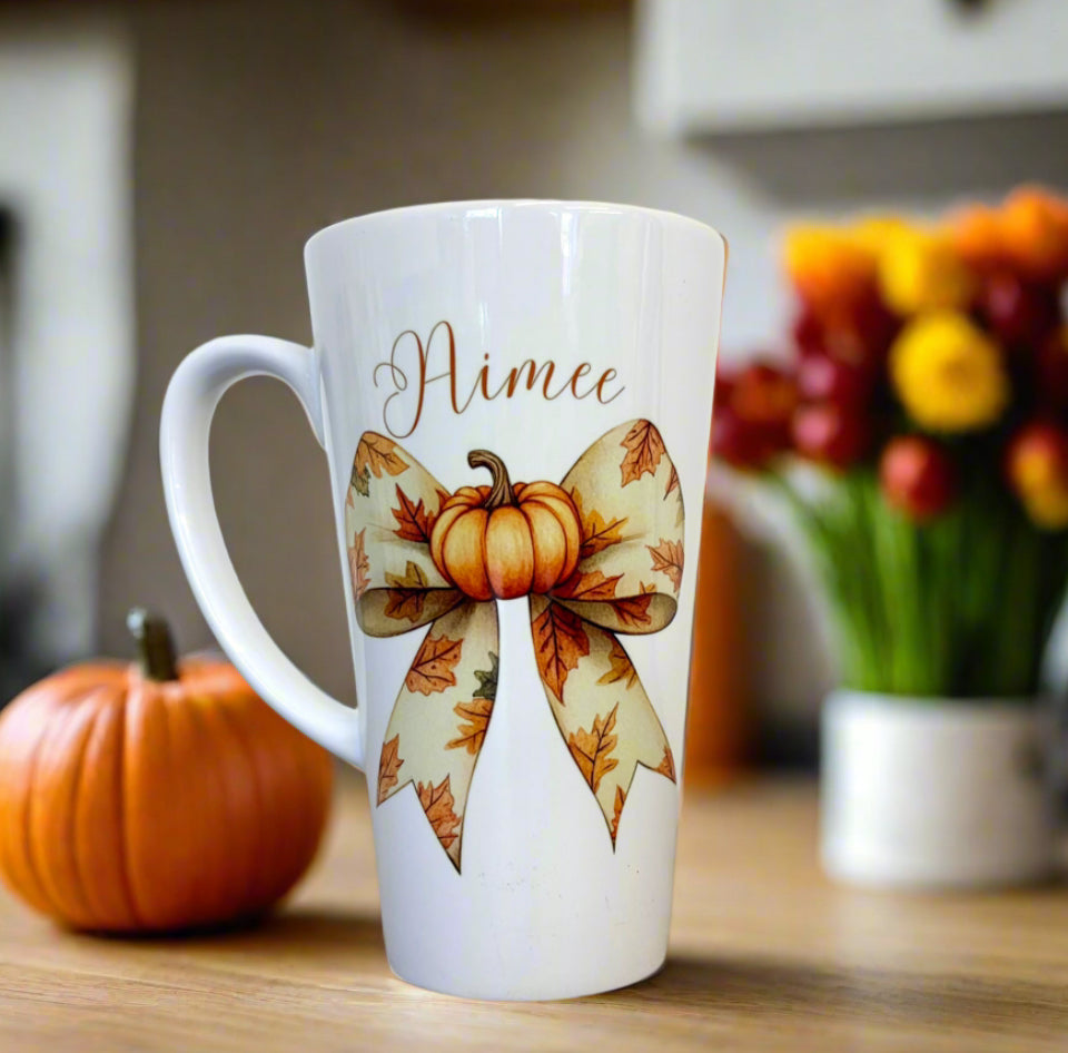 Pumpkin Bow Latte 17oz Latte Mug