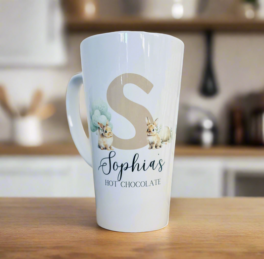 Initial Woodland Rabbit Latte Ceramic Mug 17oz inc Box