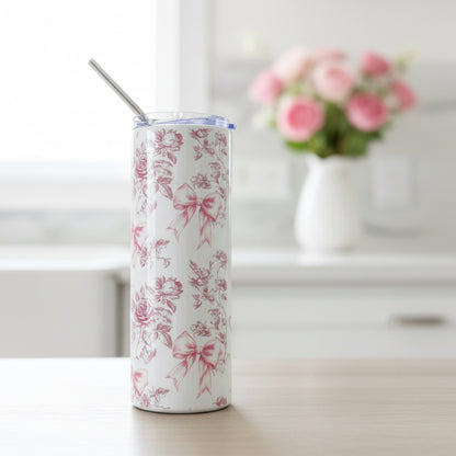 Floral Bow and Roses Named Tumbler