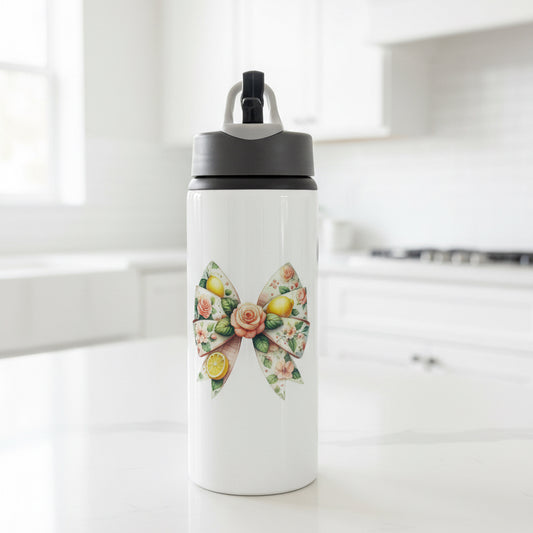 Lemon Bow Flip Lid Sports Bottle