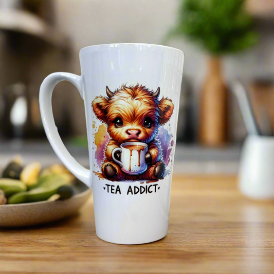 Tea Addict Highland Cow 17oz Latte Mug