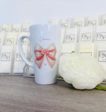 New Latte Ceramic Pink Bow with Flower Mug 17oz inc Box