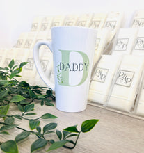 New Latte Ceramic Mug 17oz Green Initial inc Box