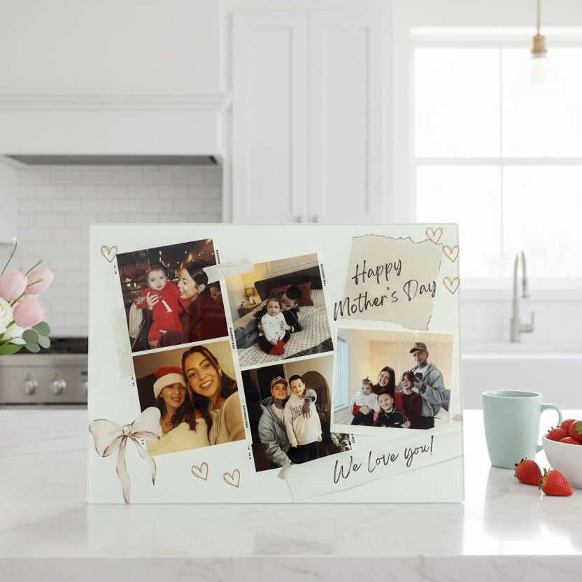 5 Photo Chopping Board Bow Design