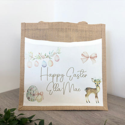 Happy Easter Deer Design Tote Bag